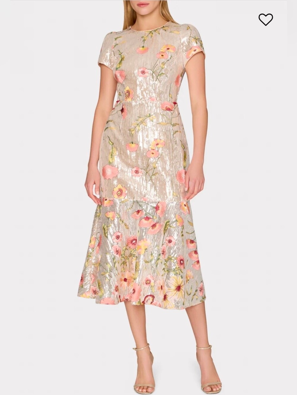 Milly Floral Embellished Sequin Maxi Gown | Pink Gold | US 4